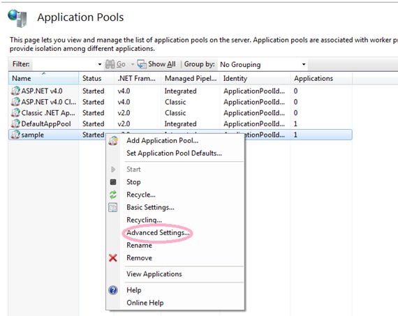 Advanced settings Option